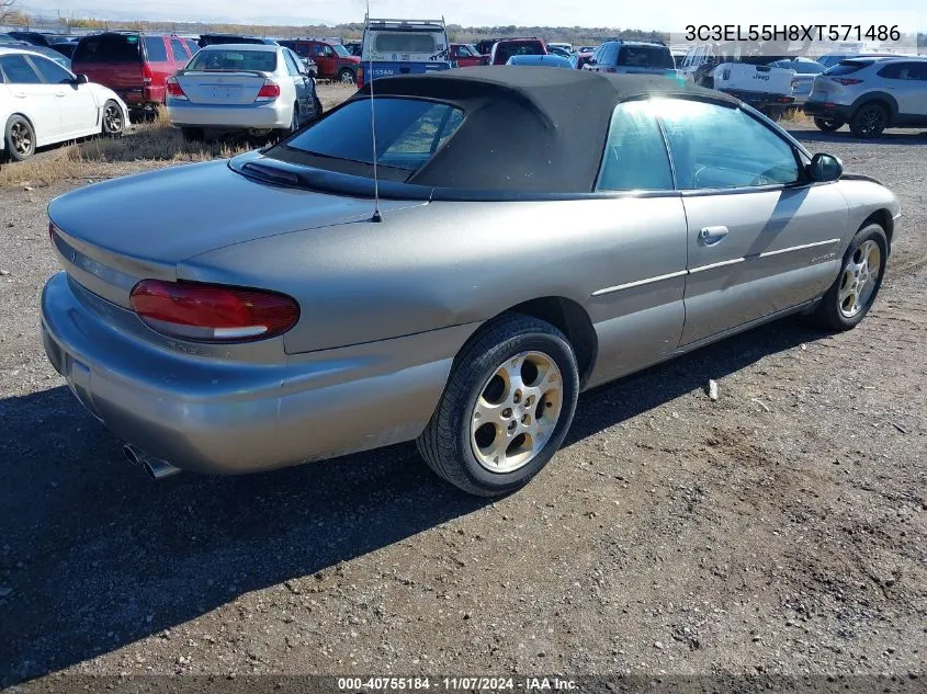 1999 Chrysler Sebring Jxi VIN: 3C3EL55H8XT571486 Lot: 40755184