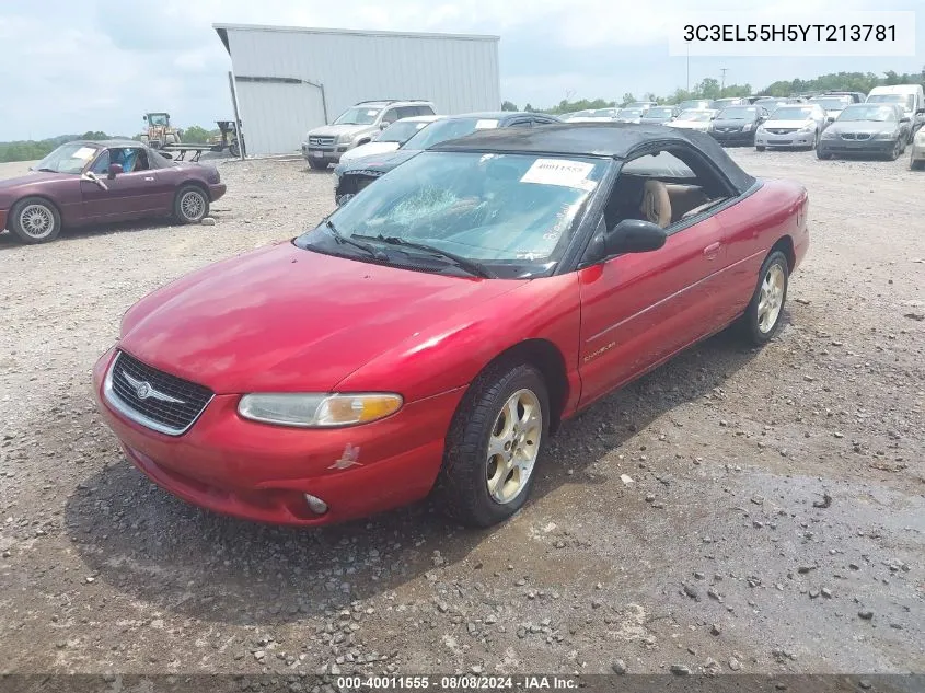 2000 Chrysler Sebring Jxi VIN: 3C3EL55H5YT213781 Lot: 40011555