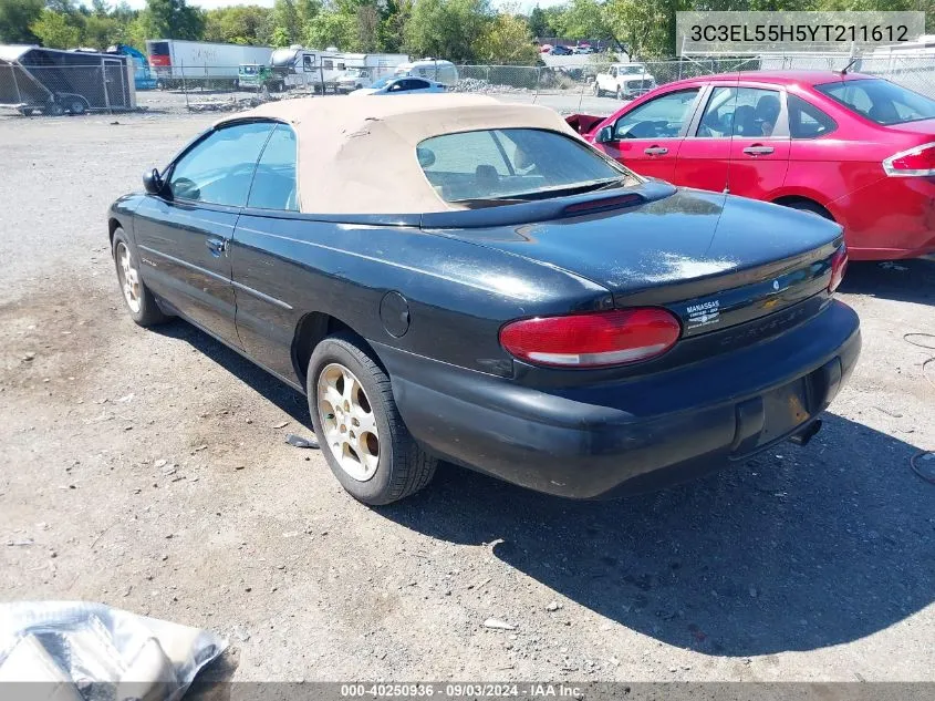 2000 Chrysler Sebring Jxi VIN: 3C3EL55H5YT211612 Lot: 40250936