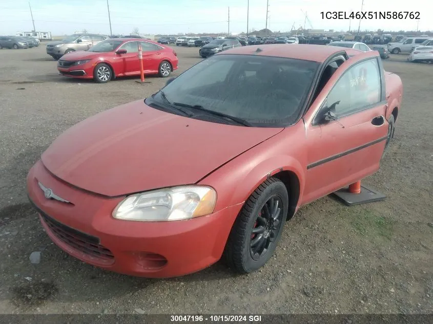 2001 Chrysler Sebring Lx VIN: 1C3EL46X51N586762 Lot: 30047196