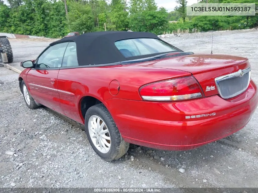 2001 Chrysler Sebring Lxi VIN: 1C3EL55U01N593387 Lot: 39386908