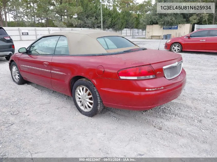 2001 Chrysler Sebring Lx VIN: 1C3EL45U81N625934 Lot: 40232447