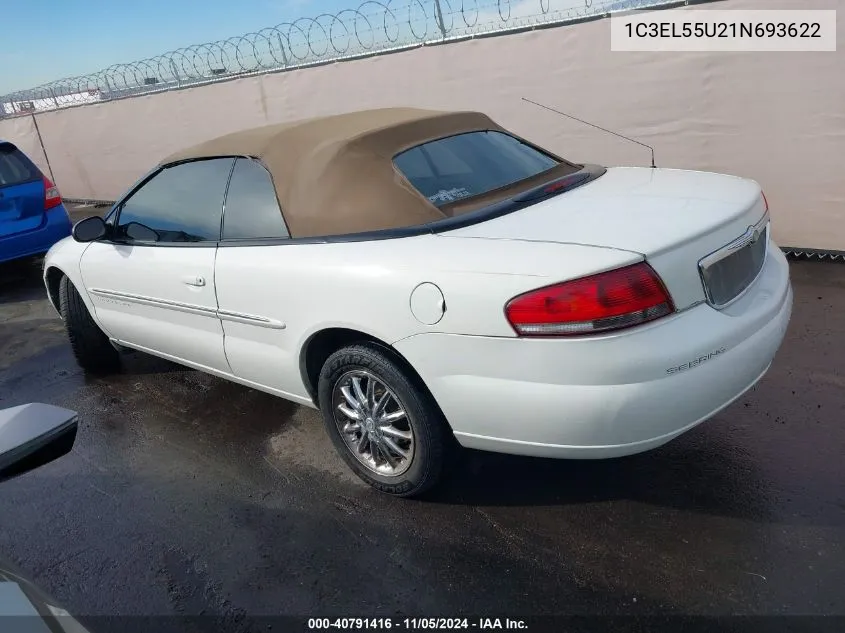 2001 Chrysler Sebring Lxi VIN: 1C3EL55U21N693622 Lot: 40791416