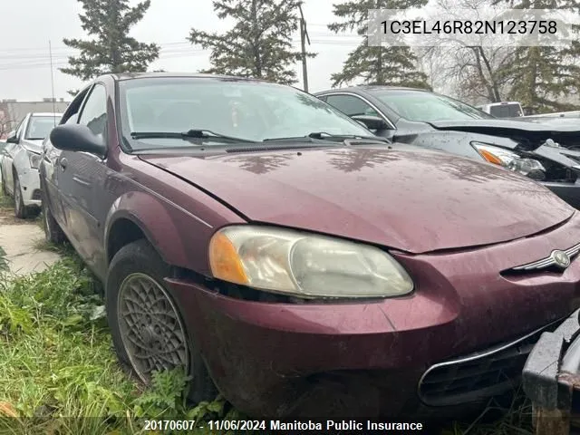 2002 Chrysler Sebring Lx VIN: 1C3EL46R82N123758 Lot: 20170607