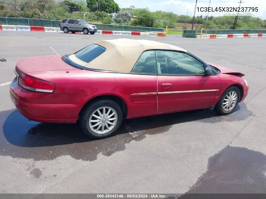 2002 Chrysler Sebring Lx VIN: 1C3EL45X32N237795 Lot: 39343146