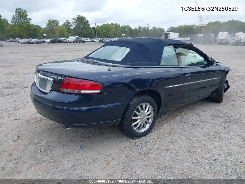 2002 Chrysler Sebring Limited VIN: 1C3EL65R32N280529 Lot: 40485162