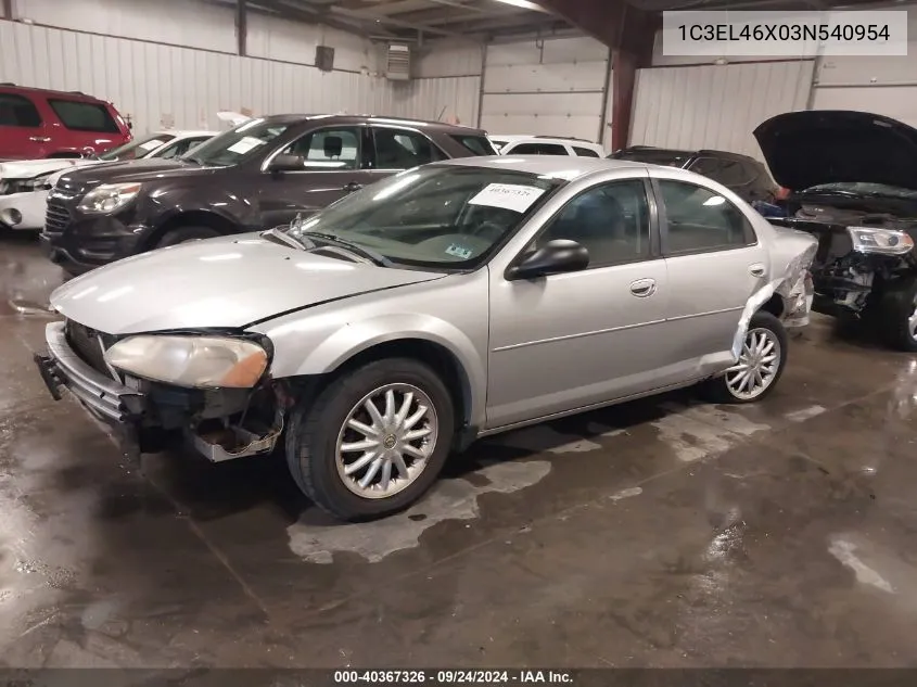 2003 Chrysler Sebring Lx VIN: 1C3EL46X03N540954 Lot: 40367326