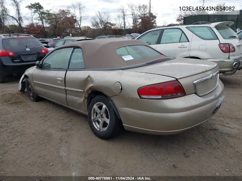 2003 Chrysler Sebring Lx VIN: 1C3EL45X43N554082 Lot: 40778951