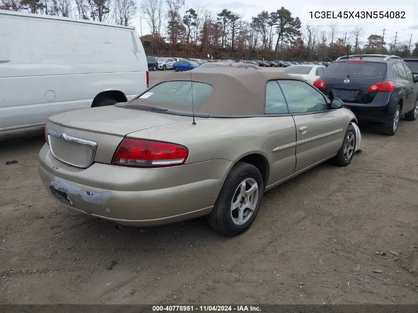 2003 Chrysler Sebring Lx VIN: 1C3EL45X43N554082 Lot: 40778951