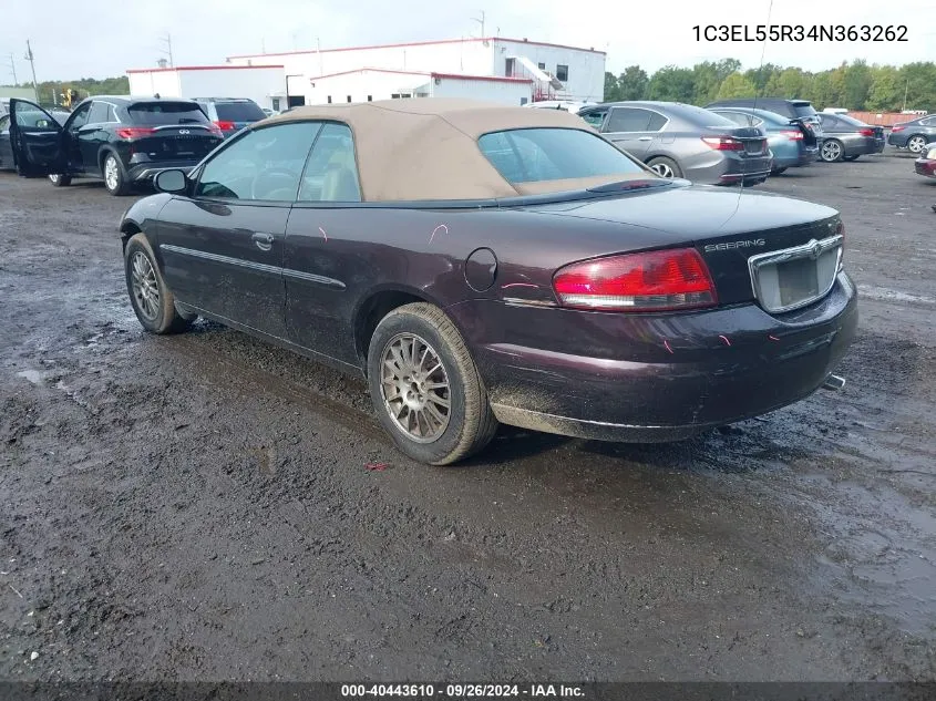 2004 Chrysler Sebring Lxi VIN: 1C3EL55R34N363262 Lot: 40443610