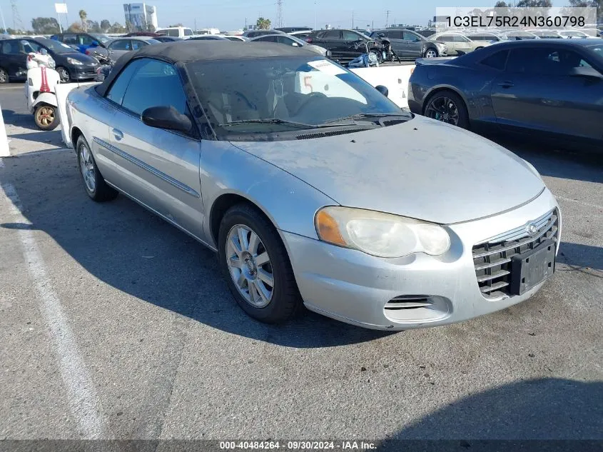 2004 Chrysler Sebring Gtc VIN: 1C3EL75R24N360798 Lot: 40484264