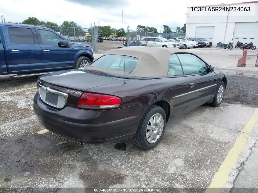 2004 Chrysler Sebring Limited VIN: 1C3EL65R24N234063 Lot: 40541395