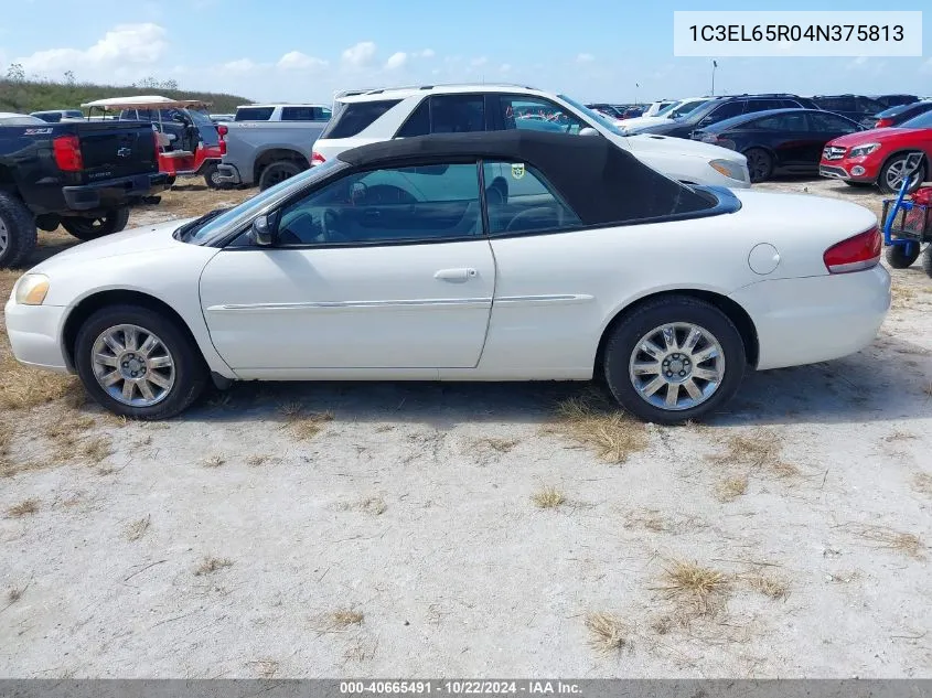 2004 Chrysler Sebring Limited VIN: 1C3EL65R04N375813 Lot: 40665491