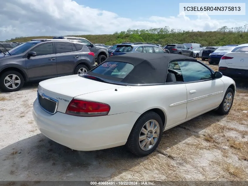 2004 Chrysler Sebring Limited VIN: 1C3EL65R04N375813 Lot: 40665491