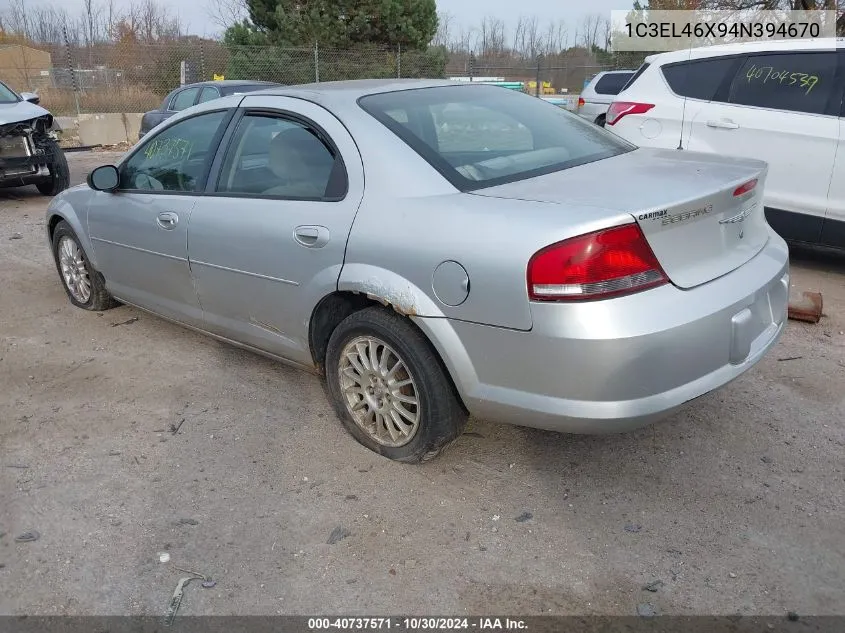 2004 Chrysler Sebring VIN: 1C3EL46X94N394670 Lot: 40737571