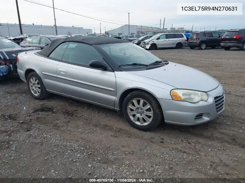 2004 Chrysler Sebring Gtc VIN: 1C3EL75R94N270631 Lot: 40769700