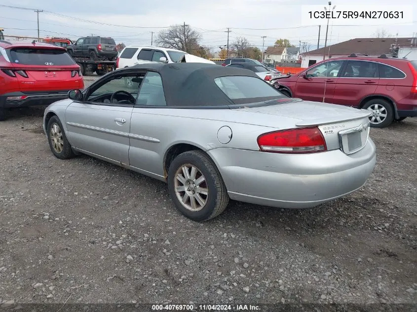 2004 Chrysler Sebring Gtc VIN: 1C3EL75R94N270631 Lot: 40769700