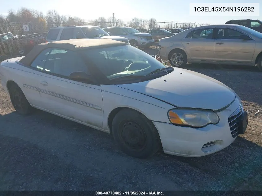 2004 Chrysler Sebring VIN: 1C3EL45X54N196282 Lot: 40770482