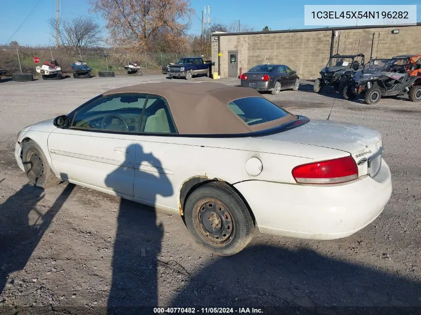 2004 Chrysler Sebring VIN: 1C3EL45X54N196282 Lot: 40770482