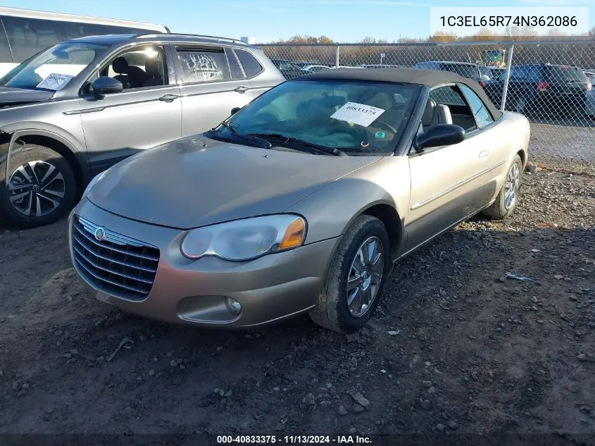 2004 Chrysler Sebring Limited VIN: 1C3EL65R74N362086 Lot: 40833375