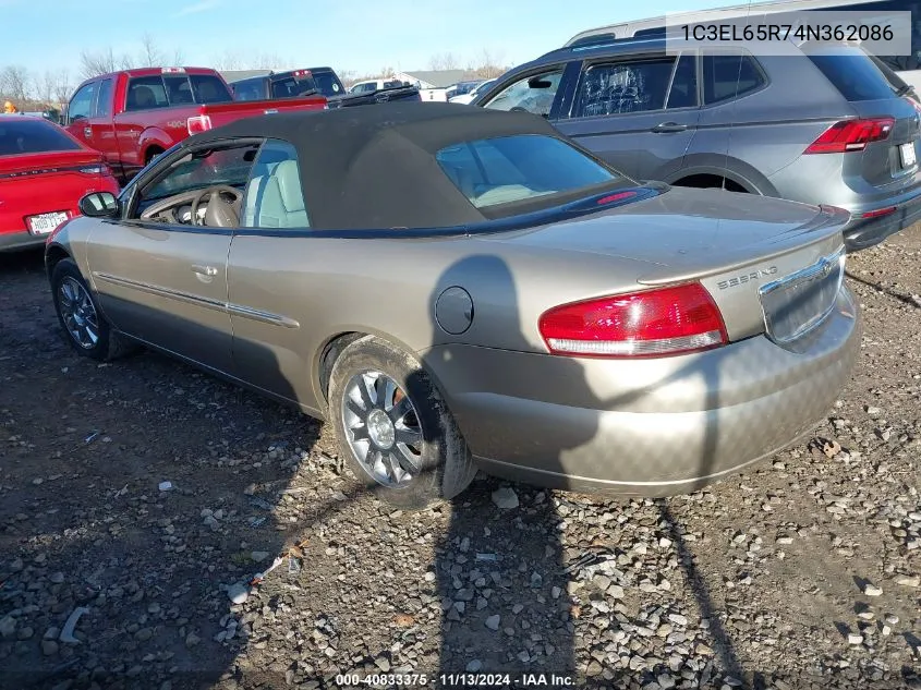 2004 Chrysler Sebring Limited VIN: 1C3EL65R74N362086 Lot: 40833375