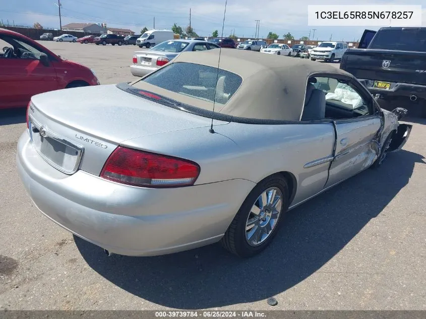 2005 Chrysler Sebring Limited VIN: 1C3EL65R85N678257 Lot: 39739784