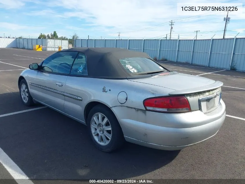 2005 Chrysler Sebring Gtc VIN: 1C3EL75R75N631226 Lot: 40420002