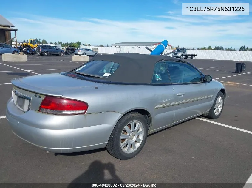 2005 Chrysler Sebring Gtc VIN: 1C3EL75R75N631226 Lot: 40420002