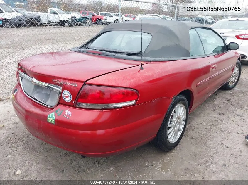 2005 Chrysler Sebring Touring VIN: 1C3EL55R55N650765 Lot: 40737249