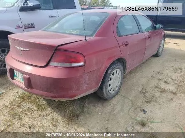 2006 Chrysler Sebring VIN: 1C3EL46X86N179669 Lot: 20178726