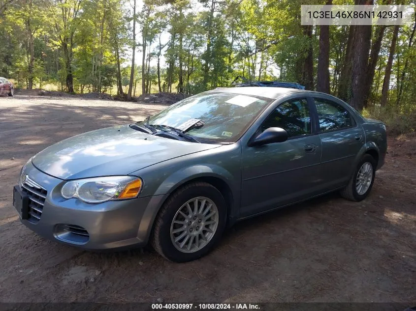 2006 Chrysler Sebring VIN: 1C3EL46X86N142931 Lot: 40530997