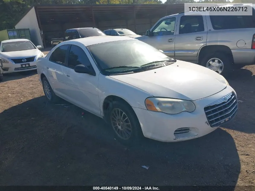 2006 Chrysler Sebring VIN: 1C3EL46X06N226712 Lot: 40540149