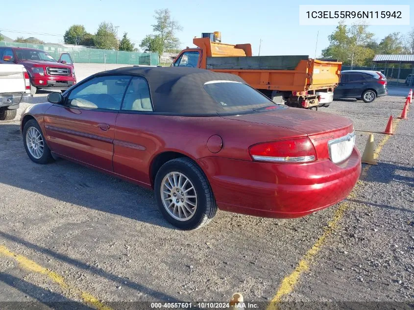 2006 Chrysler Sebring Touring VIN: 1C3EL55R96N115942 Lot: 40557601