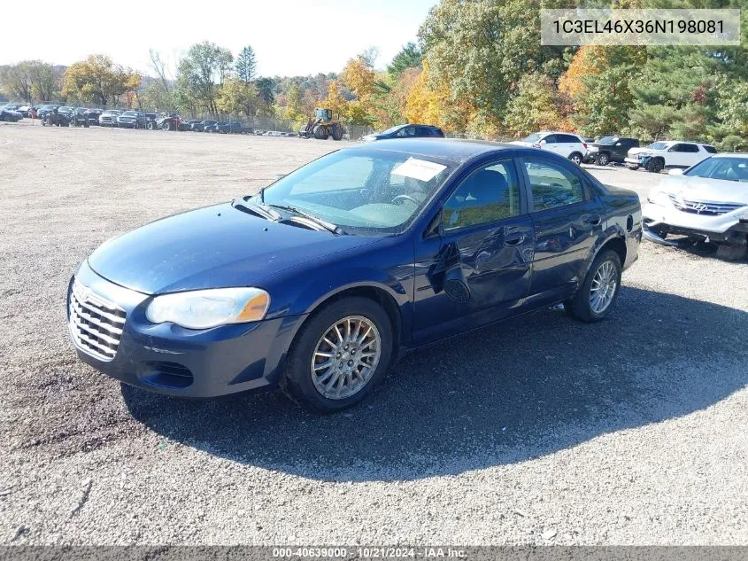 2006 Chrysler Sebring VIN: 1C3EL46X36N198081 Lot: 40639000