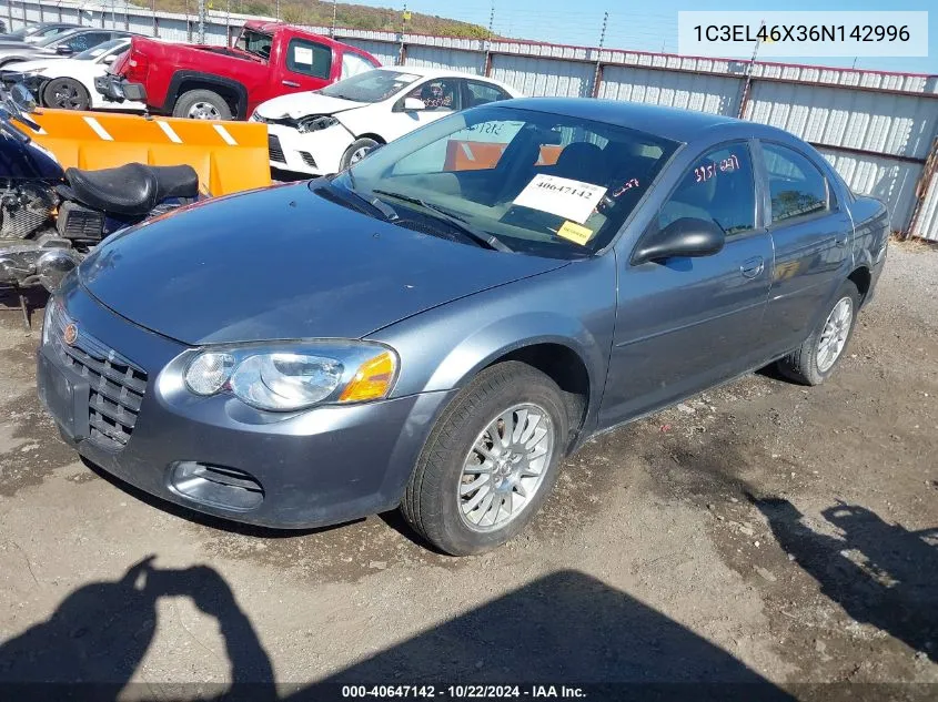 2006 Chrysler Sebring VIN: 1C3EL46X36N142996 Lot: 40647142