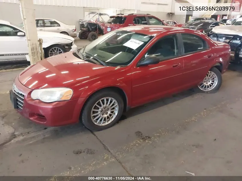 2006 Chrysler Sebring Touring VIN: 1C3EL56R36N203979 Lot: 40776630