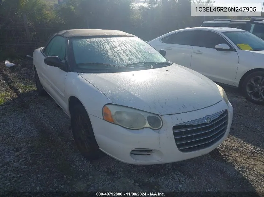 2006 Chrysler Sebring VIN: 1C3EL45R26N247905 Lot: 40792880