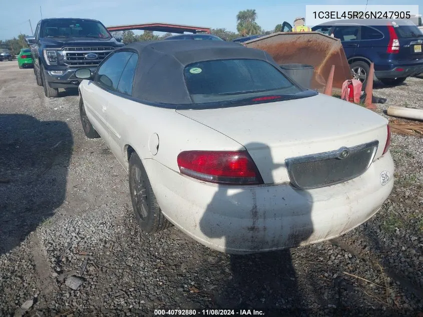 2006 Chrysler Sebring VIN: 1C3EL45R26N247905 Lot: 40792880