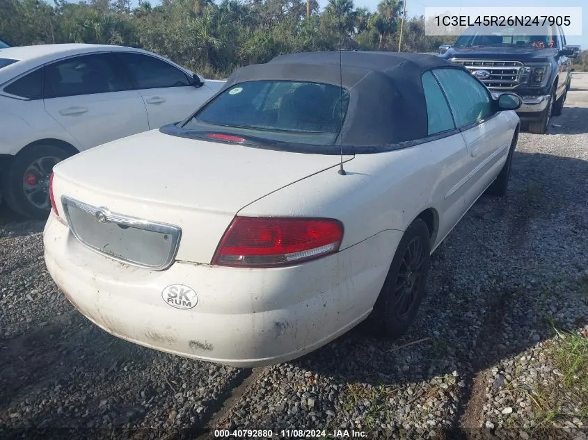 2006 Chrysler Sebring VIN: 1C3EL45R26N247905 Lot: 40792880