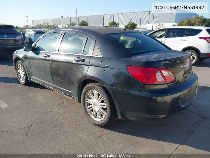 2007 Chrysler Sebring Touring VIN: 1C3LC56R27N551992 Lot: 40486440