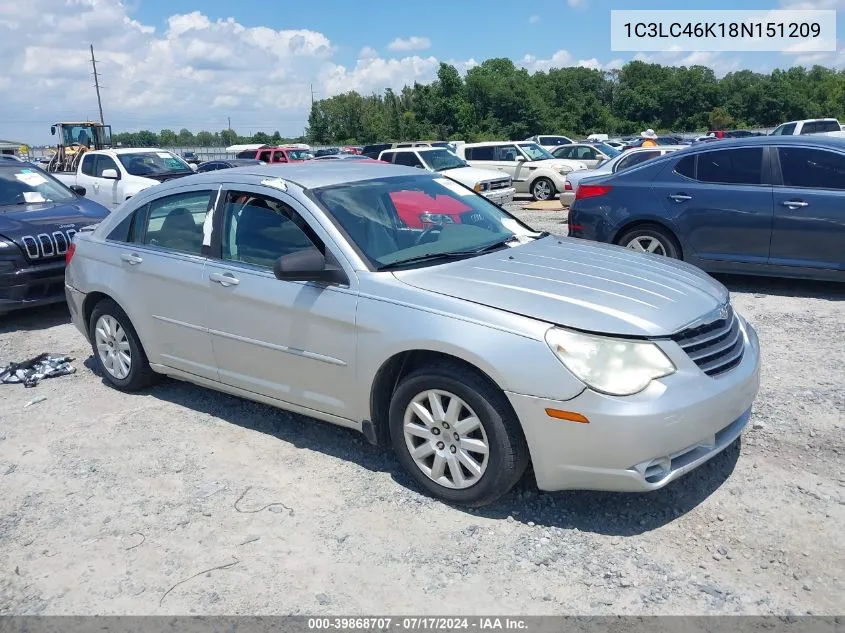 2008 Chrysler Sebring Lx VIN: 1C3LC46K18N151209 Lot: 39868707