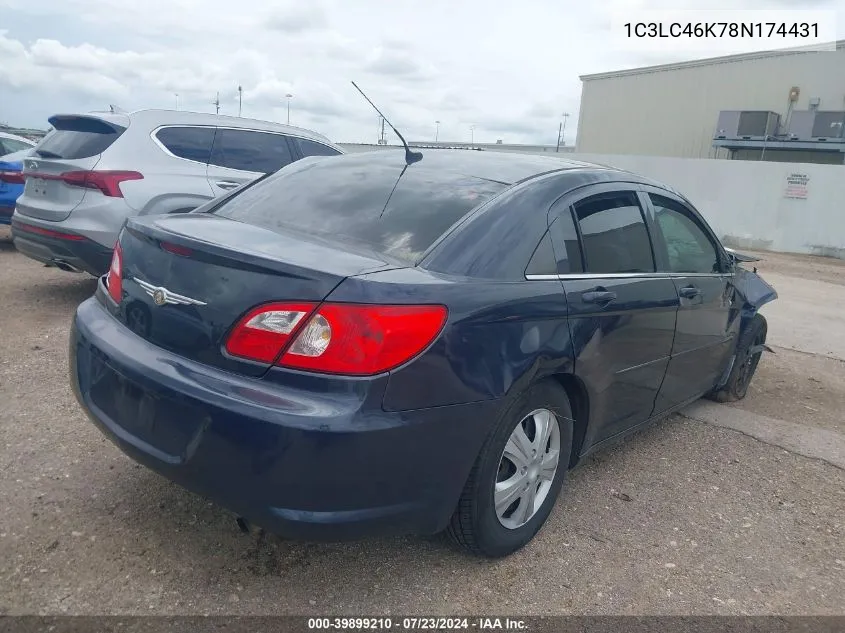 2008 Chrysler Sebring Lx VIN: 1C3LC46K78N174431 Lot: 39899210