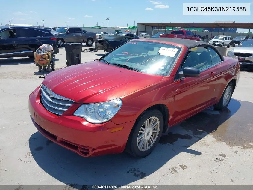 2008 Chrysler Sebring Lx VIN: 1C3LC45K38N219558 Lot: 40114326