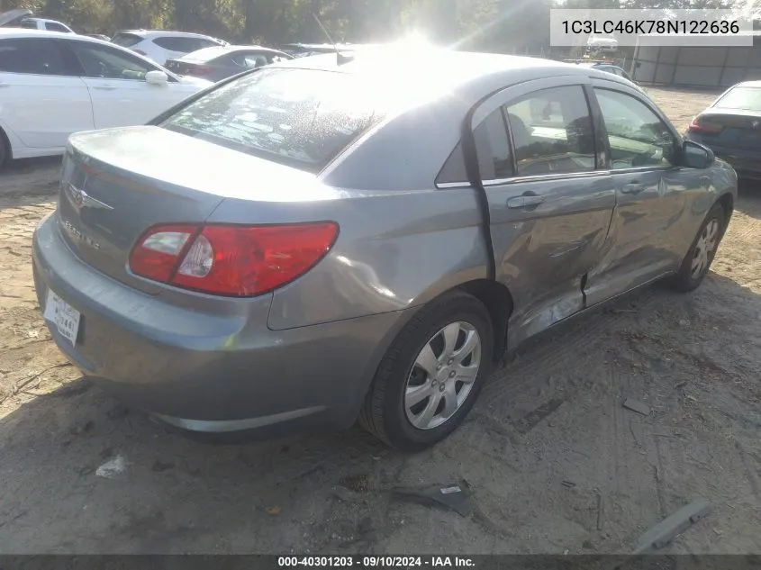 2008 Chrysler Sebring Lx VIN: 1C3LC46K78N122636 Lot: 40301203