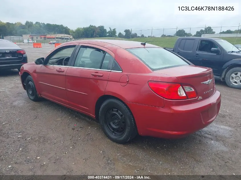 2008 Chrysler Sebring Lx VIN: 1C3LC46K78N188426 Lot: 40374431