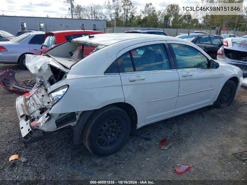 2008 Chrysler Sebring Lx VIN: 1C3LC46K98N151846 Lot: 40591835