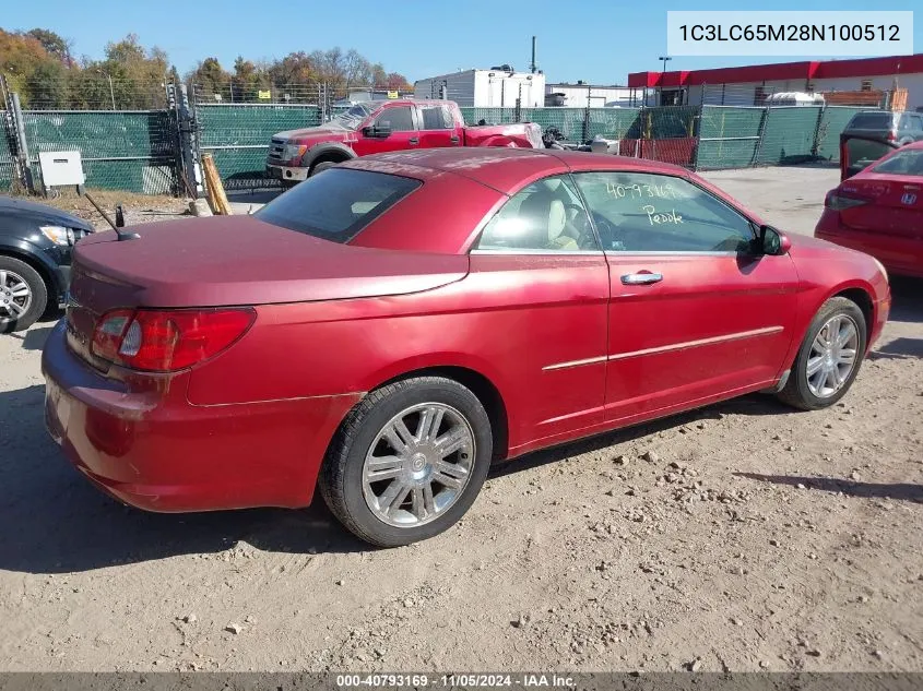 2008 Chrysler Sebring Limited VIN: 1C3LC65M28N100512 Lot: 40793169