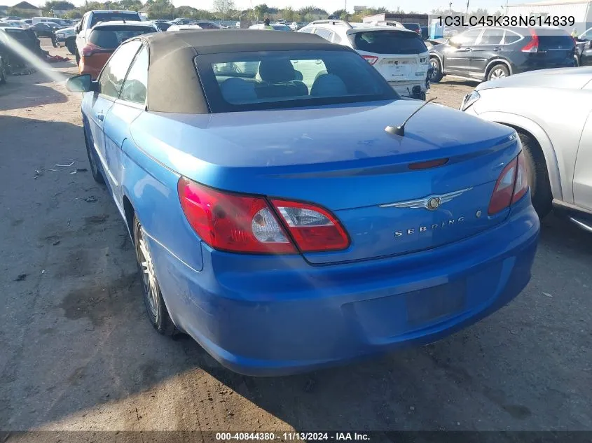 2008 Chrysler Sebring Lx VIN: 1C3LC45K38N614839 Lot: 40844380