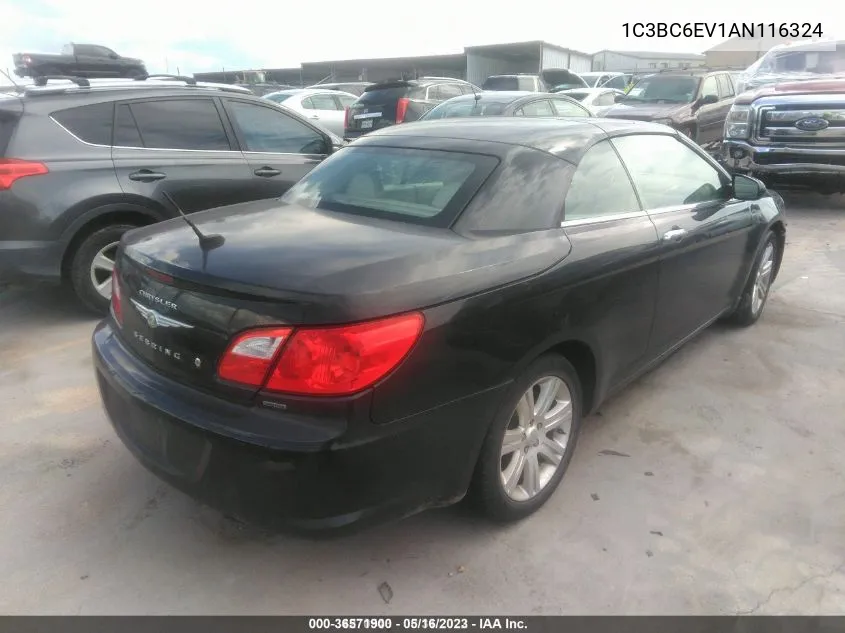 2010 Chrysler Sebring Limited VIN: 1C3BC6EV1AN116324 Lot: 36571900