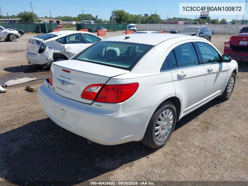 2010 Chrysler Sebring Touring VIN: 1C3CC4FB0AN100872 Lot: 40426502